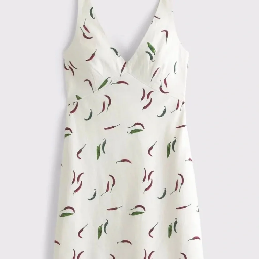 Abercrombie & Fitch V-Neck Linen-Blend Mini Dress Pepper - Picture 1 of 2
